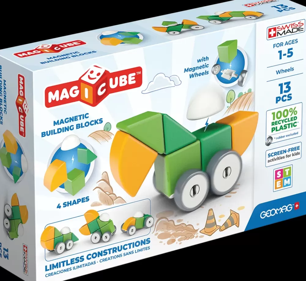 Outlet 202 Magicube 4 Shapes Recycled Wheels 13 Pcs Costruzioni Bambini