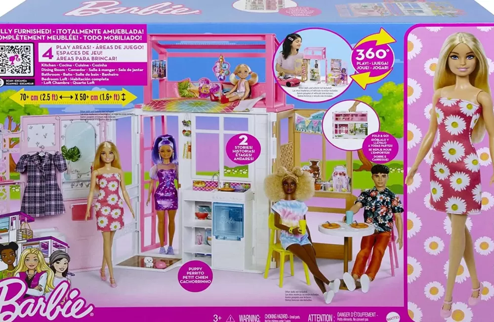 Fashion Barbie Loft 2022 Con Bambola. Questa Casa Di Barbie Completamente Ammobiliata Apre Le Porte A Storie Sempre Diverse, Con 2 Piani E 4 Aree Gioco! Case Delle Bambole