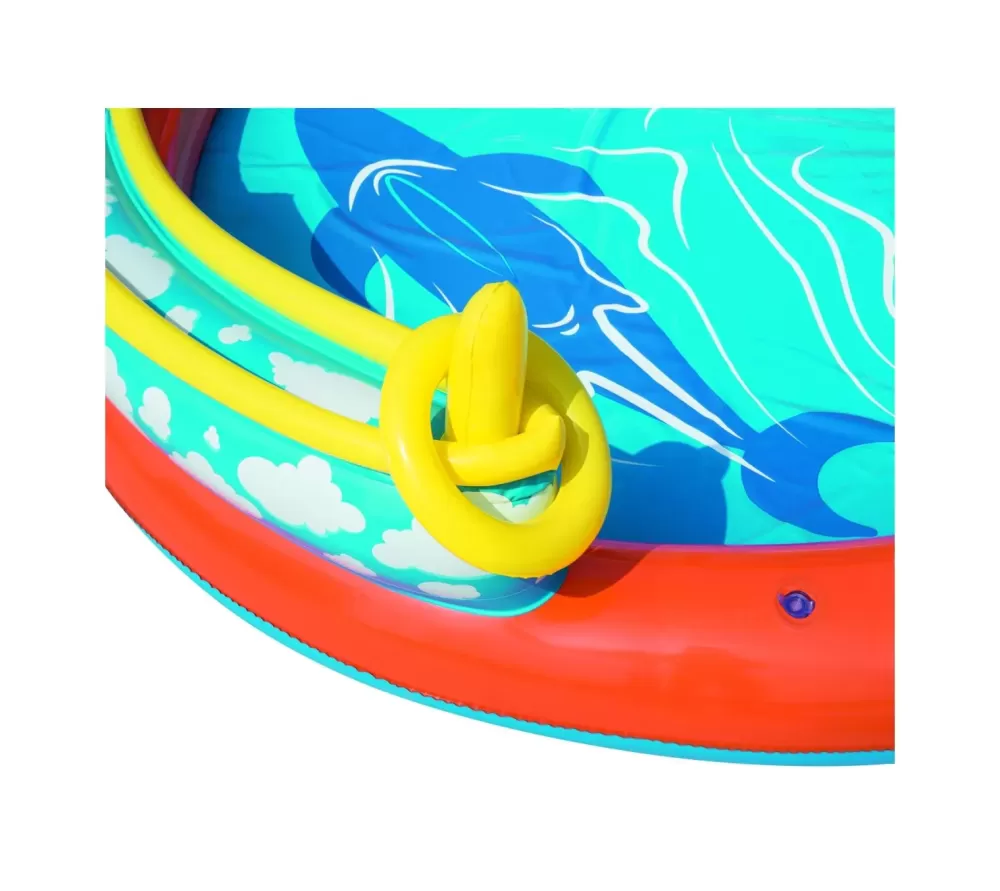 Cheap Play Center Vulcano 265X265X104 Cm Con Fondo Gonfiabile, Scivolo, Spruzzo, Gioco Con Anello E Palline Gonfiabili Per Bambini