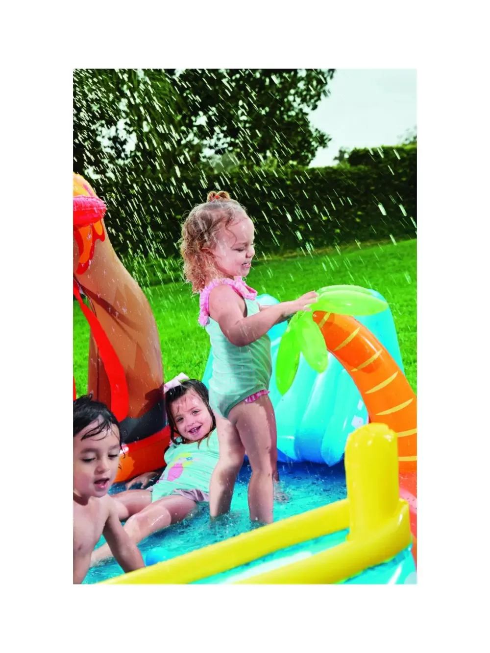 Cheap Play Center Vulcano 265X265X104 Cm Con Fondo Gonfiabile, Scivolo, Spruzzo, Gioco Con Anello E Palline Gonfiabili Per Bambini