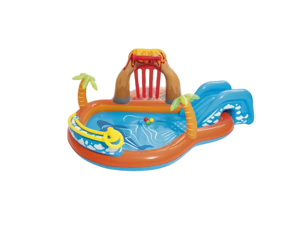 Cheap Play Center Vulcano 265X265X104 Cm Con Fondo Gonfiabile, Scivolo, Spruzzo, Gioco Con Anello E Palline Gonfiabili Per Bambini