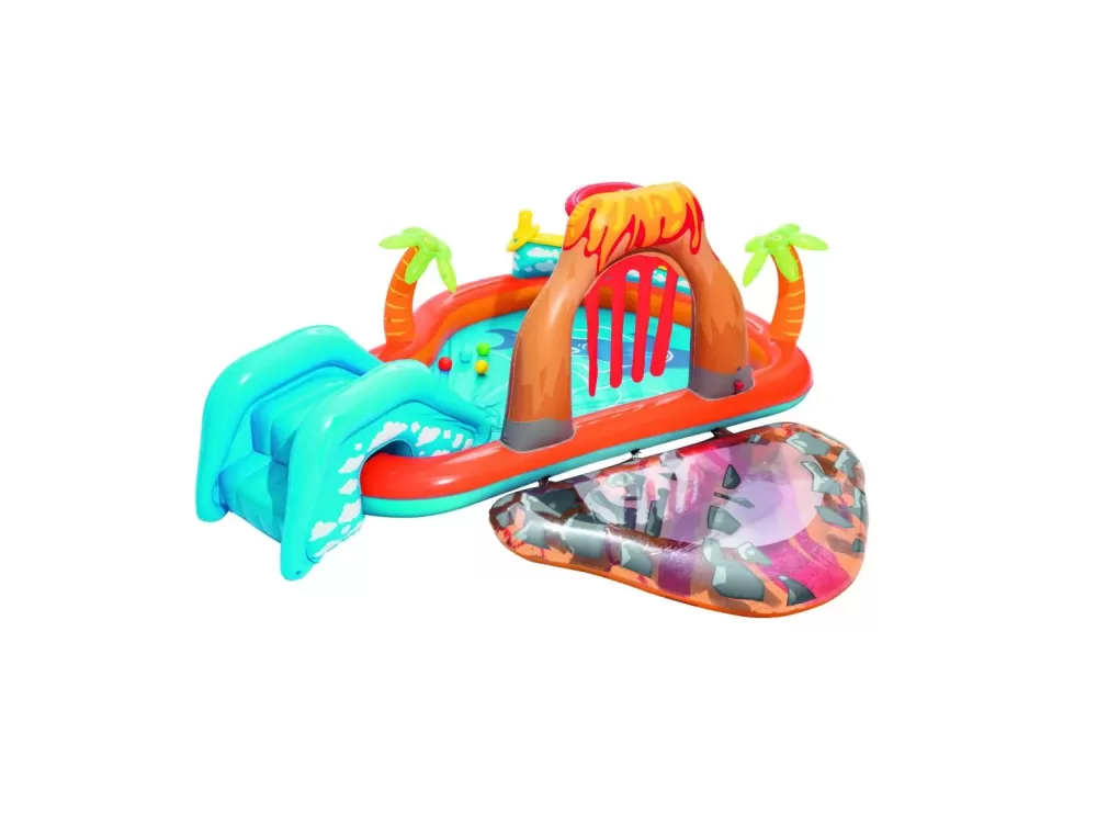 Cheap Play Center Vulcano 265X265X104 Cm Con Fondo Gonfiabile, Scivolo, Spruzzo, Gioco Con Anello E Palline Gonfiabili Per Bambini