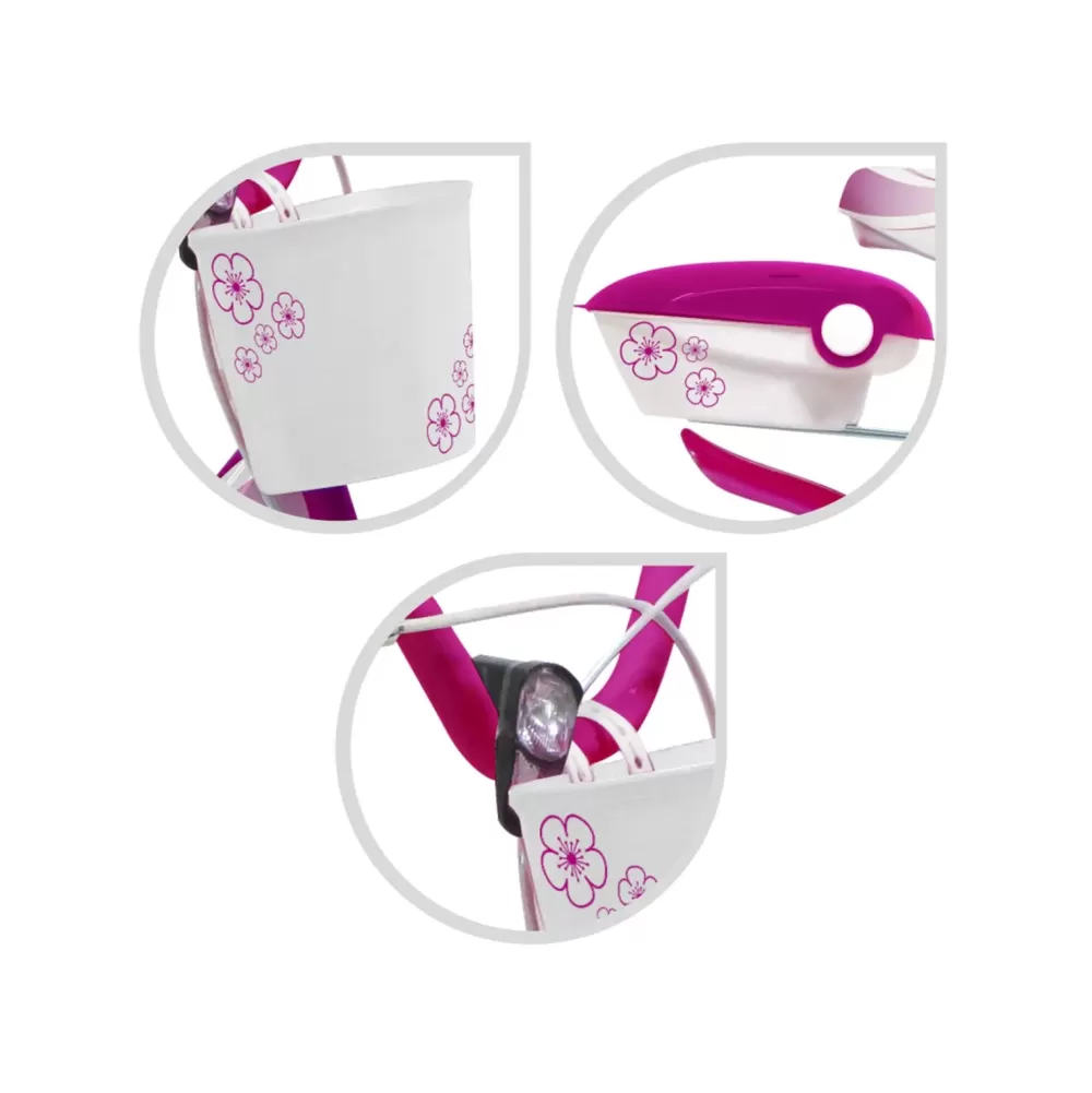 Store Bicicletta 14 Fucsia Bauletto, Cestello E Disco Colorato Nella Ruota Anteriore Inclusi Adatta Per Bambini Dai 5-7 Anni Biciclette Per Bambini