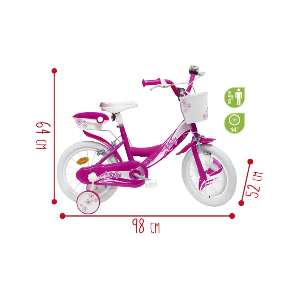 Store Bicicletta 14 Fucsia Bauletto, Cestello E Disco Colorato Nella Ruota Anteriore Inclusi Adatta Per Bambini Dai 5-7 Anni Biciclette Per Bambini