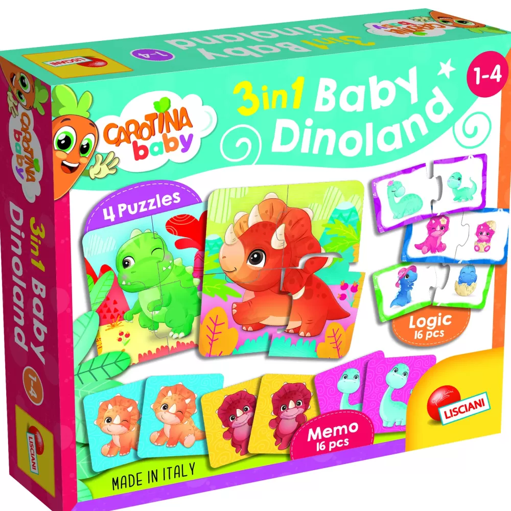 Fashion Carotina Baby Dinoland 3 In 1 Puzzle Per Bambini