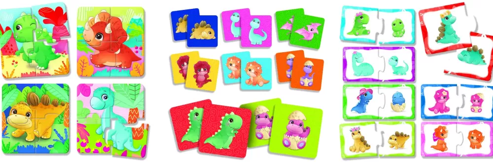 Fashion Carotina Baby Dinoland 3 In 1 Puzzle Per Bambini