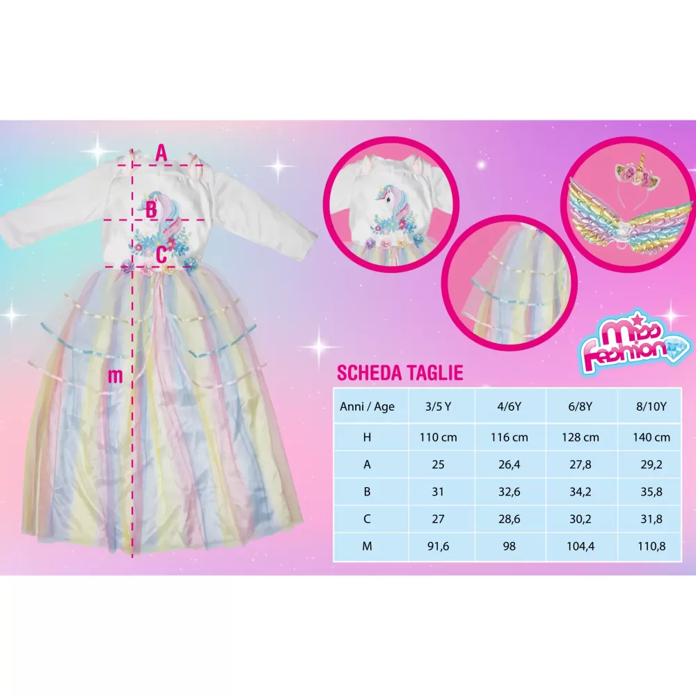 Online Costume Principessa Unicorno Disponibile In Diverse Taglie Travestimenti