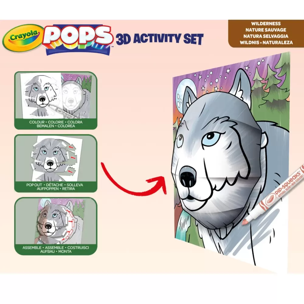 Flash Sale Pops 3D Activity Set Lupo E Natura Selvaggia Colora E Crea Disegni Tridimensionali Kit Artistici E Pittura