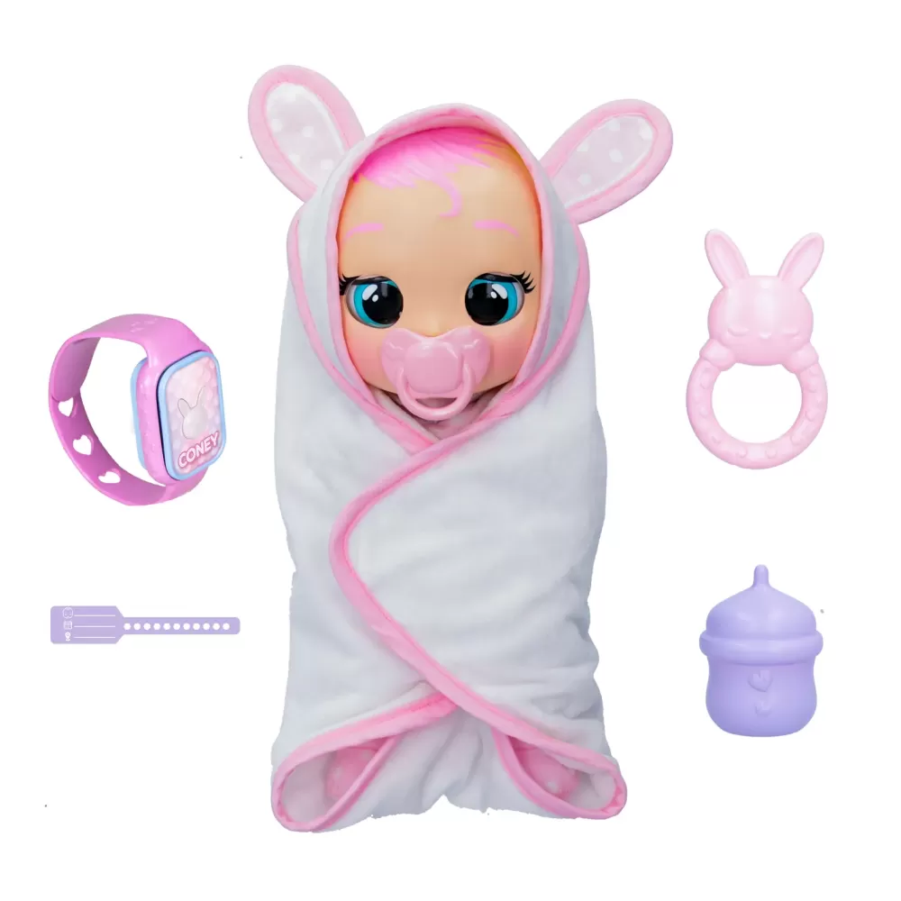 Hot Newborn Coney, Bambola Interattiva Di Una Vera Neonata, Mangia, Piange E Si Calma E Ride Solo Con Te, Grazie Al Braccialetto Elettronico Bambolotti