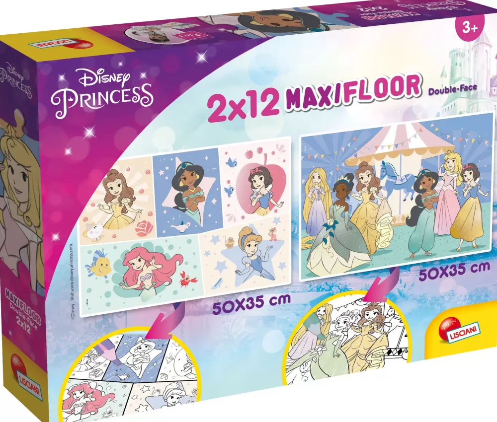 Outlet Disney Puzzle Maxifloor 2 X 12 Princess Puzzle Per Bambini