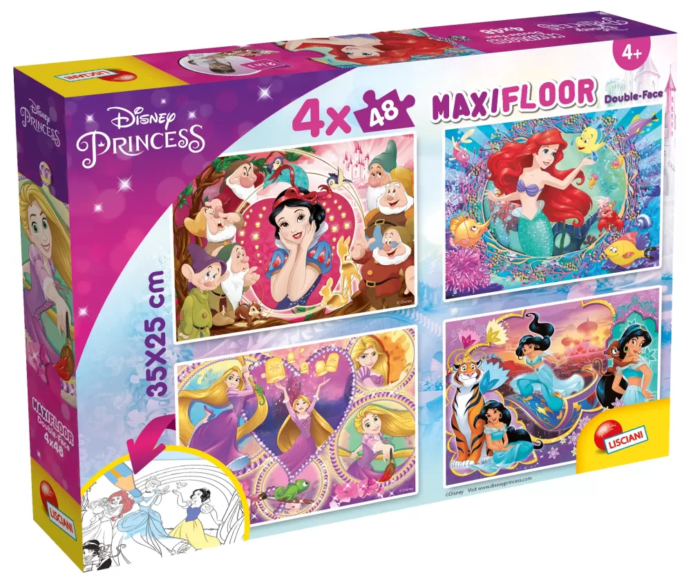 Clearance Disney Puzzle Maxifloor 4 X 48 Princess Puzzle Per Bambini