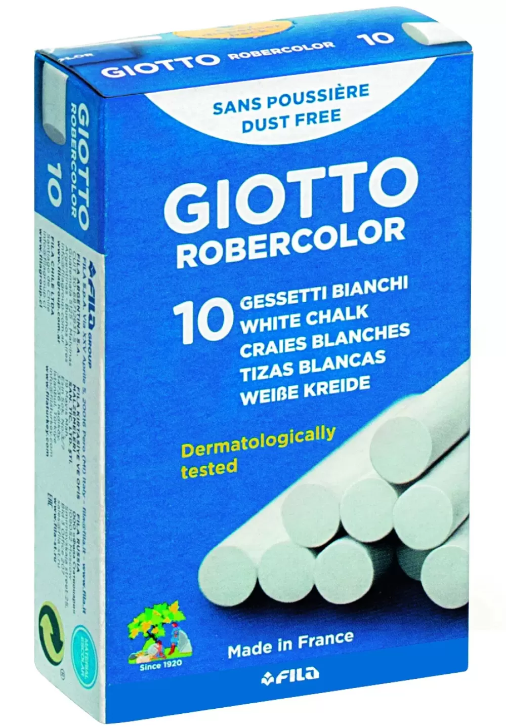 Fashion Gessetti Tondi Bianchi Astuccio Con Doppia Confezione ( 2 X 10 Pz) Cancelleria E Accessori