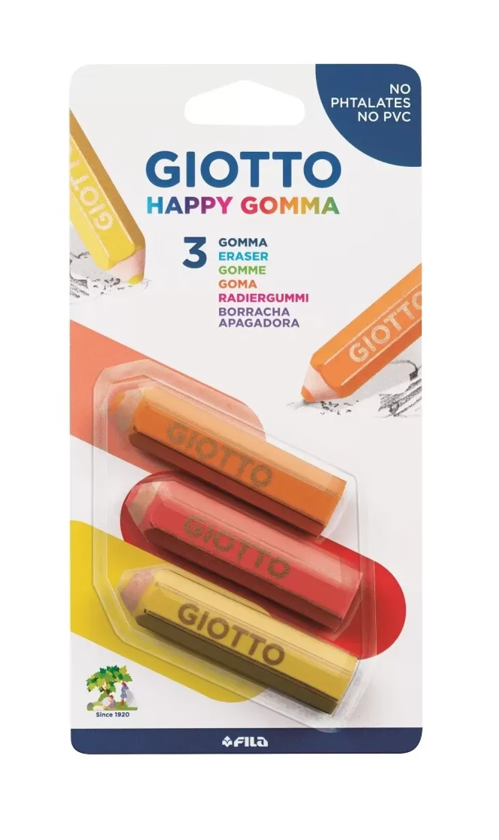 Online Happy Gomma Confezione 3 Gomme A Forma Di Matita Cancelleria E Accessori