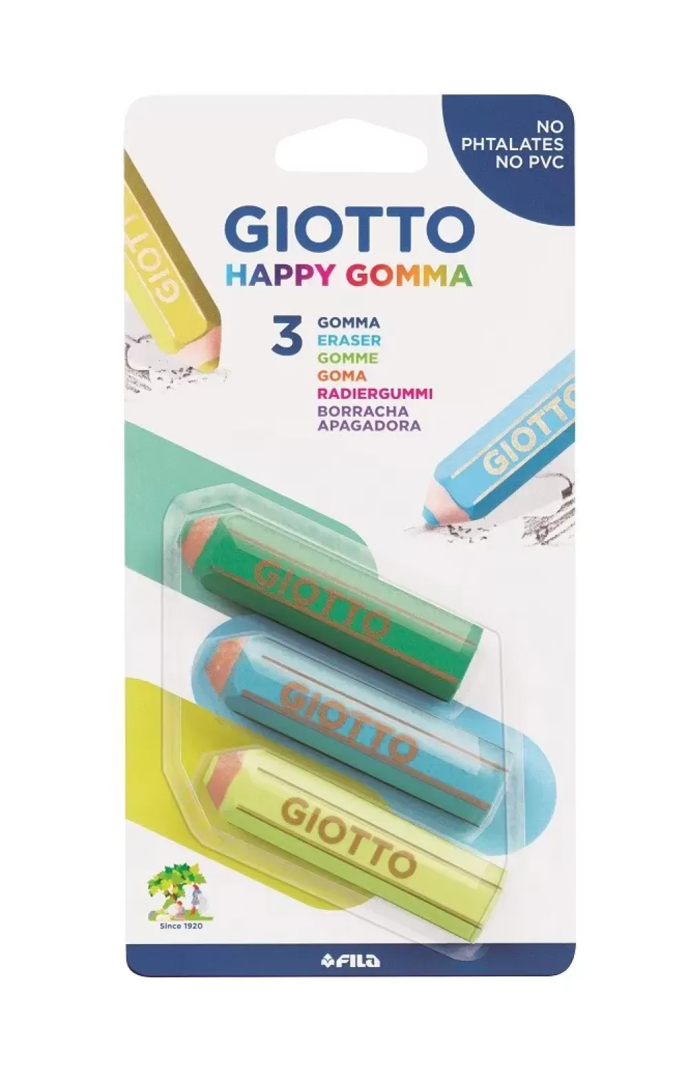 Online Happy Gomma Confezione 3 Gomme A Forma Di Matita Cancelleria E Accessori