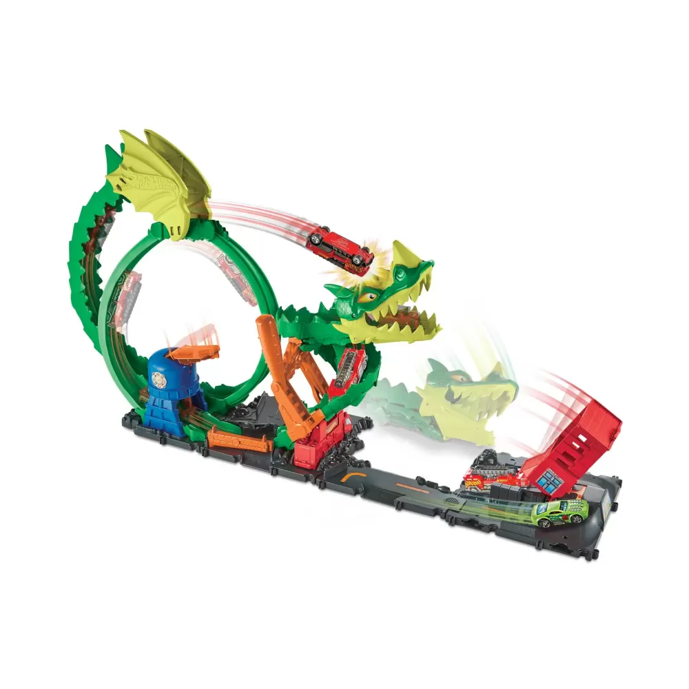 Fashion -Dragone Di Fuoco Con 1 Veicolo Die-Cast Incluso E Stazione Dei Pompieri, Giocattolo Per Bambini 5+ Anni, Hdp03 Garage E Circuiti