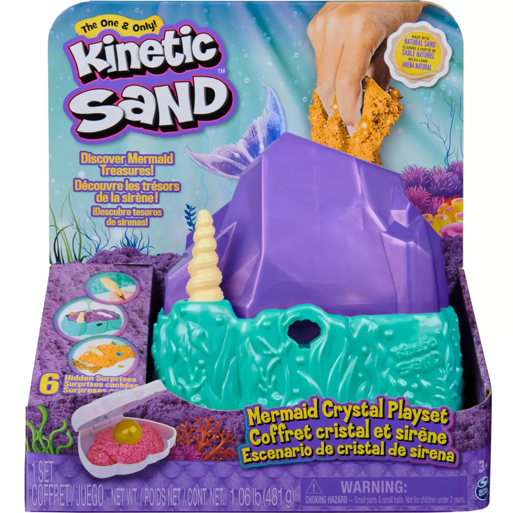 Cheap Kinetic Sand, Playset Il Cristallo Della Sirenetta Sabbia Colorata, Sabbia Cinetica 481 G, Accessori Per Scavare E Scoprire, Giochi Per Bambini E Bambine, 3+ Anni Mosaici, Sabbia, Glitter