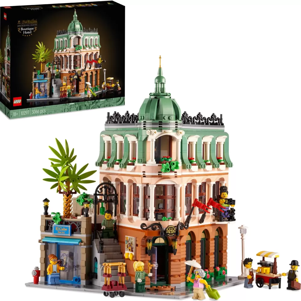 Fashion 10297 Boutique Hotel, Set Modellini Da Costruire Per Adulti, Edificio Modulare Da Collezione Con 7 Minifigure Mattoncini