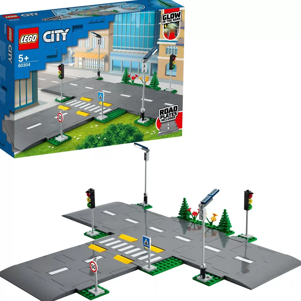 Store City 60304 Piattaforme Stradali, Set Basi Con Lampioni Fosforescenti, Semafori Giocattolo, Cartelli E Segnaletica, Toys Center Mattoncini