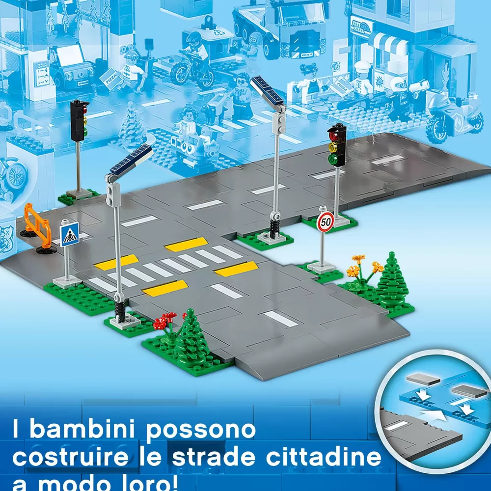 Store City 60304 Piattaforme Stradali, Set Basi Con Lampioni Fosforescenti, Semafori Giocattolo, Cartelli E Segnaletica, Toys Center Mattoncini