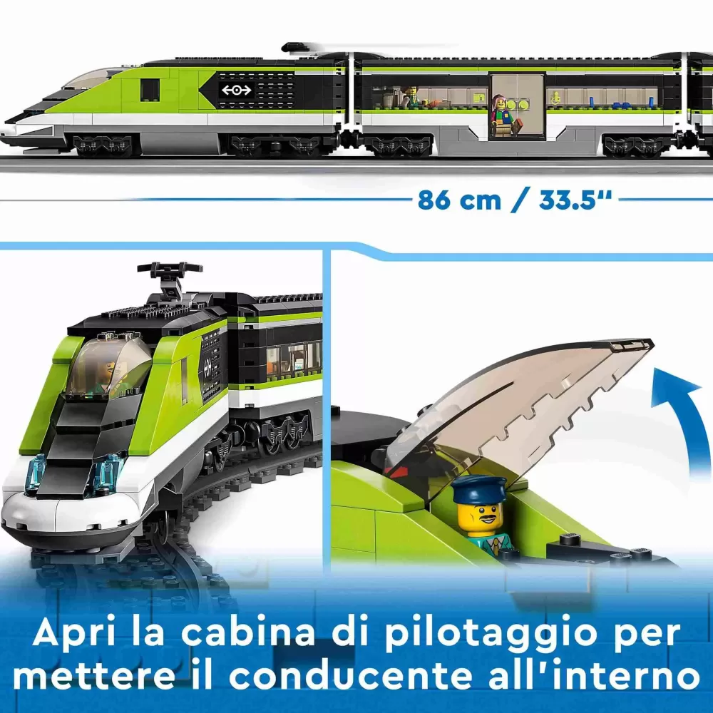 Cheap City 60337 Treno Passeggeri Espresso, Con Locomotiva Giocattolo Telecomandata Con Luci E Binari, Giochi Per Bambini Mattoncini