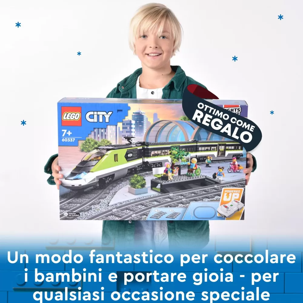Cheap City 60337 Treno Passeggeri Espresso, Con Locomotiva Giocattolo Telecomandata Con Luci E Binari, Giochi Per Bambini Mattoncini