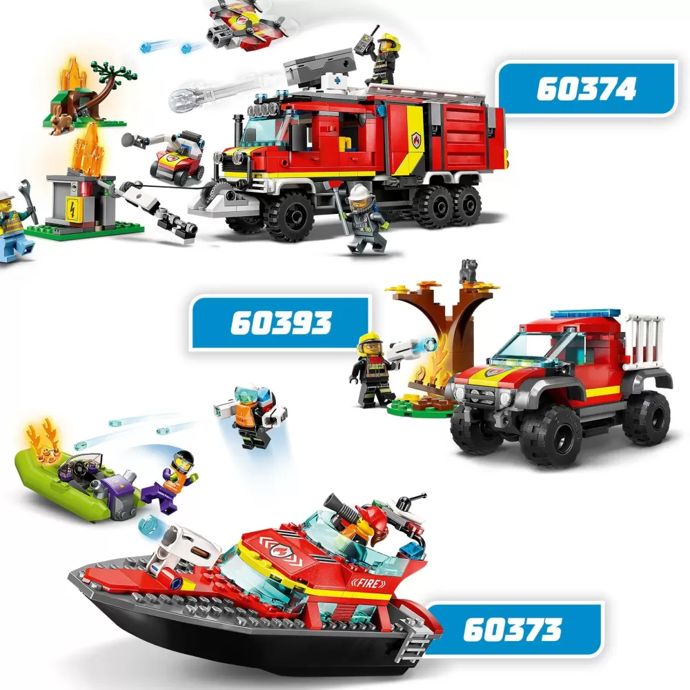 Discount Fire 60373 Barca Di Soccorso Antincendio Dei Vigili Del Fuoco, Nave Giocattolo, Gommone E Minifigure, Idee Regalo Mattoncini