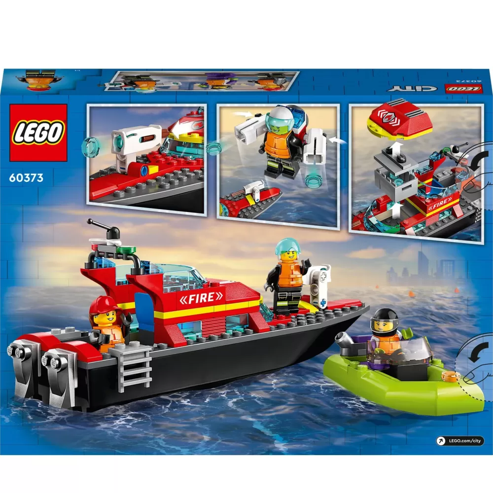 Discount Fire 60373 Barca Di Soccorso Antincendio Dei Vigili Del Fuoco, Nave Giocattolo, Gommone E Minifigure, Idee Regalo Mattoncini