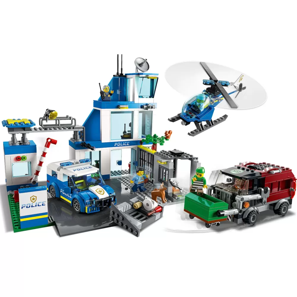 Cheap City Police Stazione Di Polizia, Con Camion Della Spazzatura Ed Elicottero Giocattolo, Per Bambini Di 6+ Anni, 60316 Mattoncini
