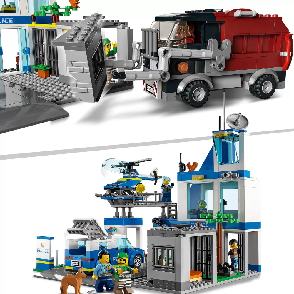 Cheap City Police Stazione Di Polizia, Con Camion Della Spazzatura Ed Elicottero Giocattolo, Per Bambini Di 6+ Anni, 60316 Mattoncini