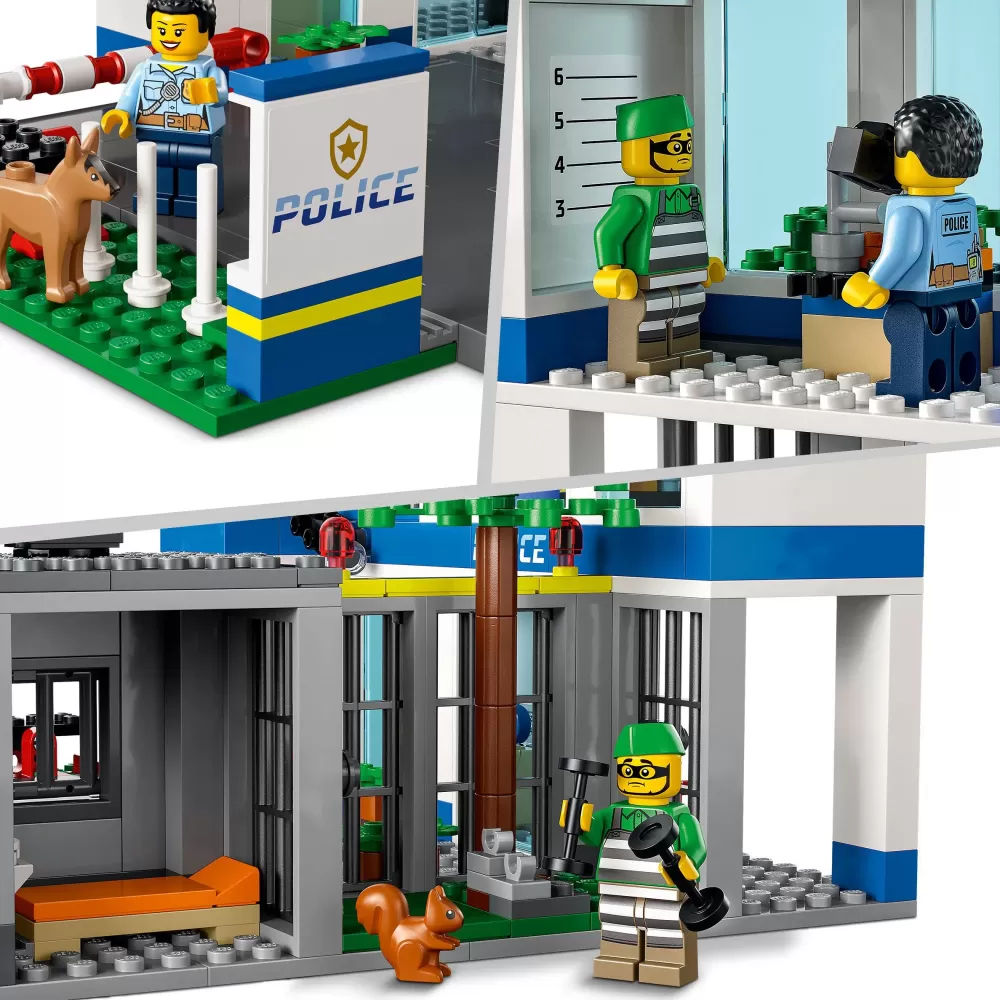 Cheap City Police Stazione Di Polizia, Con Camion Della Spazzatura Ed Elicottero Giocattolo, Per Bambini Di 6+ Anni, 60316 Mattoncini