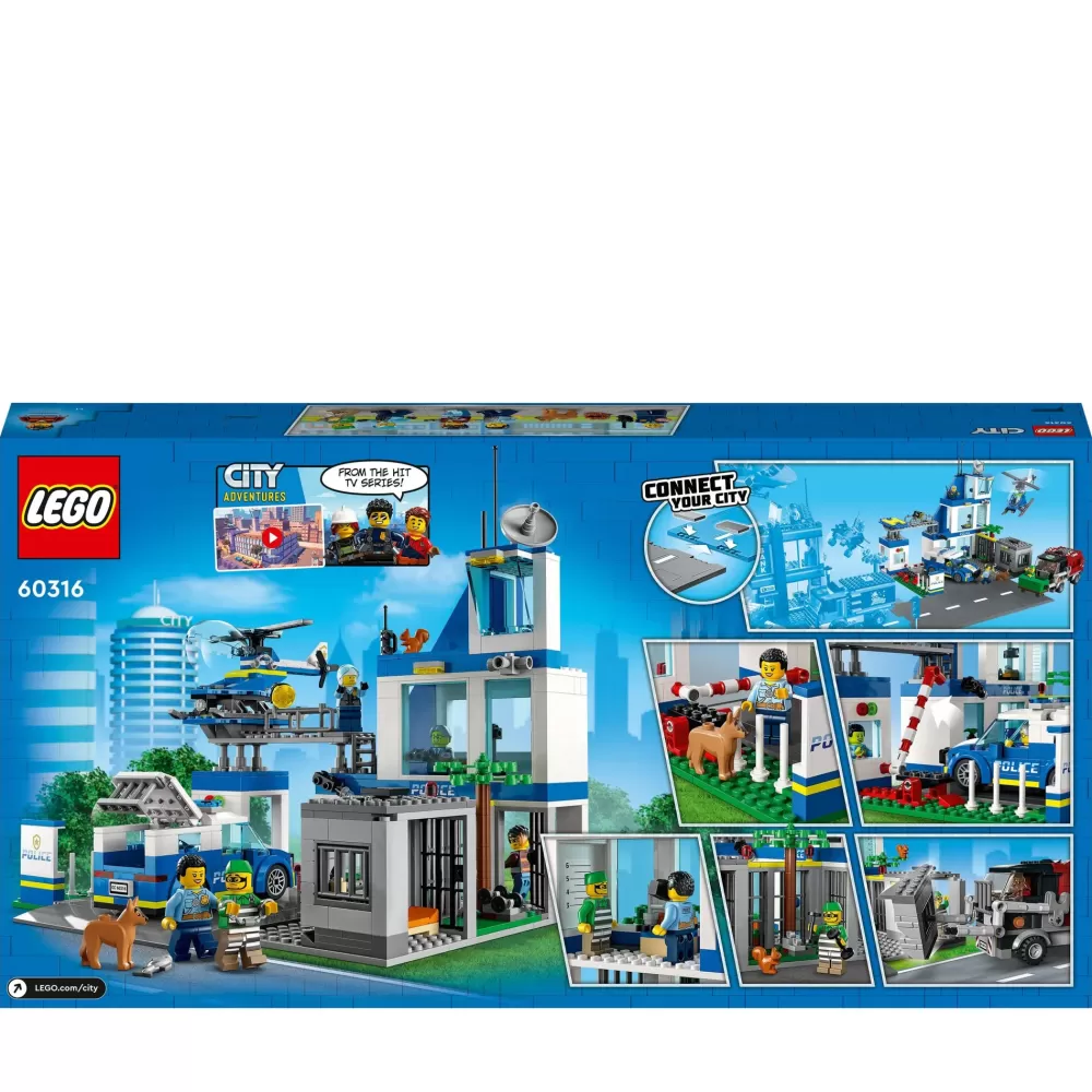 Cheap City Police Stazione Di Polizia, Con Camion Della Spazzatura Ed Elicottero Giocattolo, Per Bambini Di 6+ Anni, 60316 Mattoncini