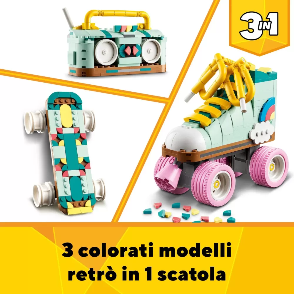 Store 31148 3In1 Pattino A Rotelle Retro Trasformabile In Mini Skateboard O Radio Giocattolo, Giochi Per Bambini 8+ Mattoncini