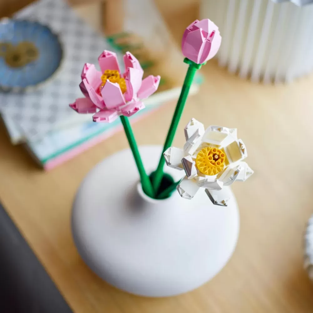 Discount 40647 Fiori Di Loto, Fiori Finti Per Bambini Da 8+, Bouquet Regalo Per San Valentino, Per Lei O Lui, Donna O Uomo Mattoncini