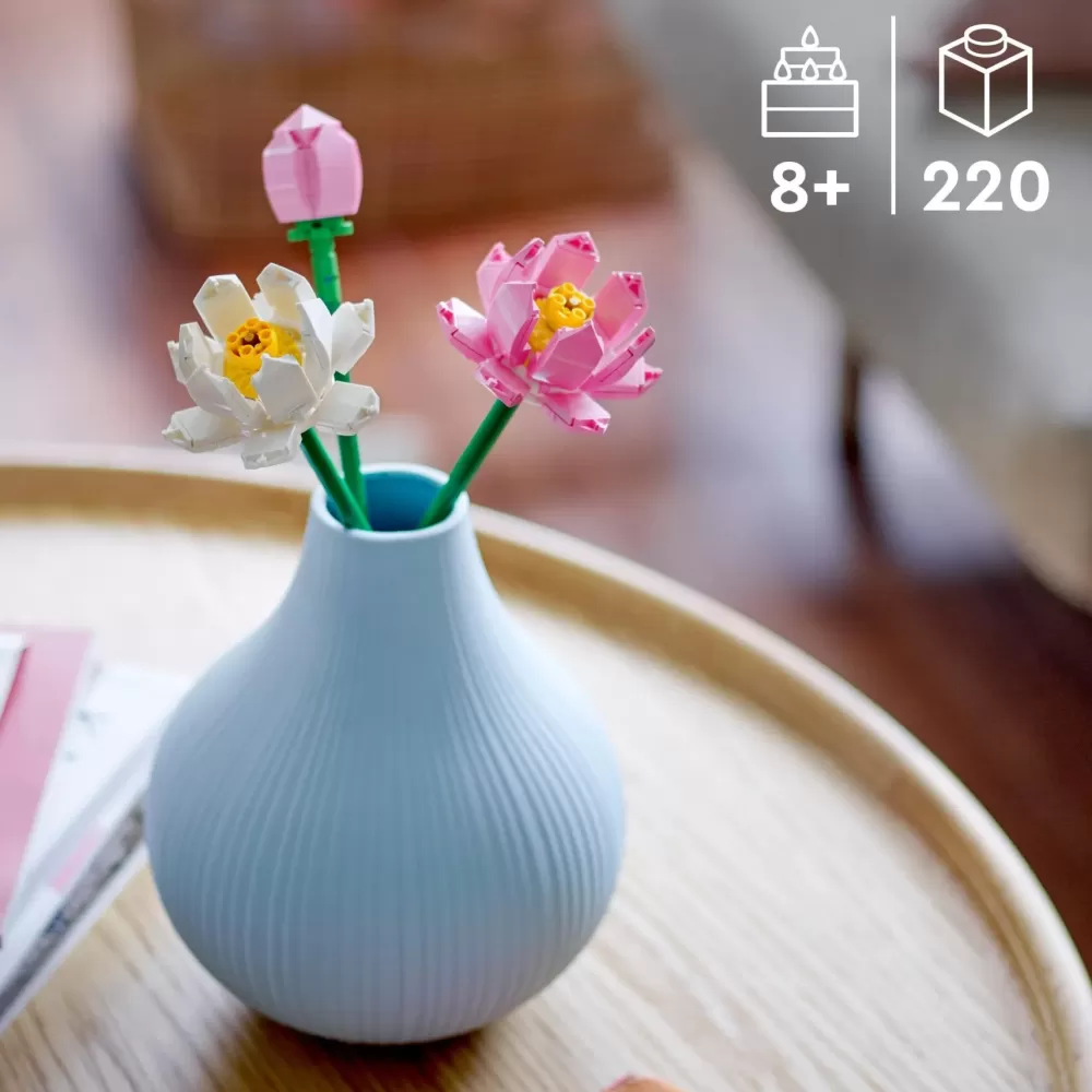Discount 40647 Fiori Di Loto, Fiori Finti Per Bambini Da 8+, Bouquet Regalo Per San Valentino, Per Lei O Lui, Donna O Uomo Mattoncini