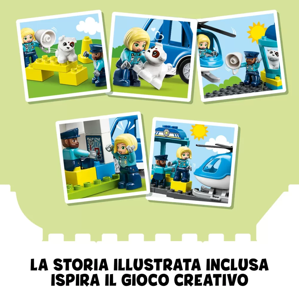 New Duplo 10959 Stazione Di Polizia Ed Elicottero, Set Per Bambini Di 2+ Anni, Macchina Giocattolo Con Luci E Sirene Mattoncini