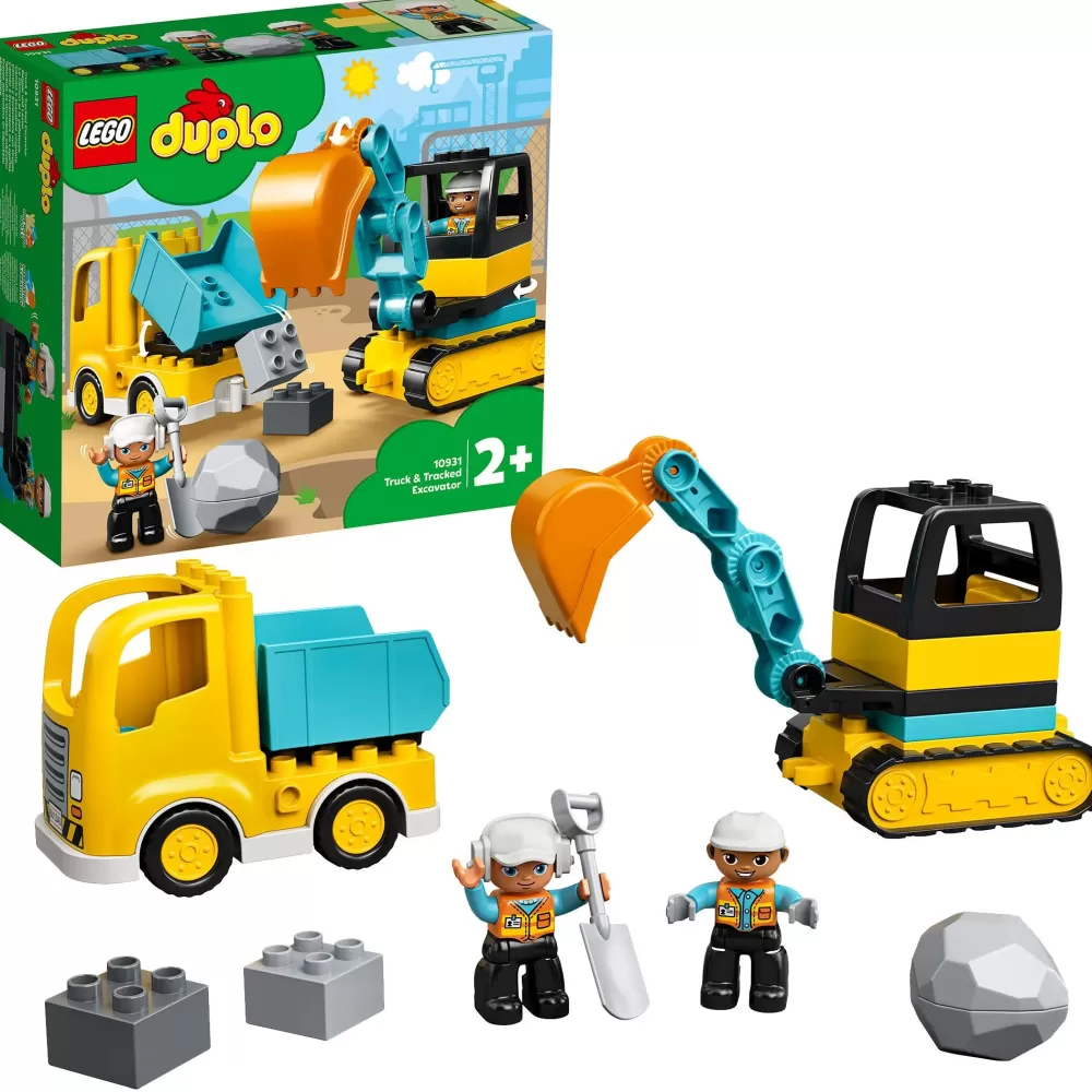 Clearance Duplo Town 10931 Camion E Scavatrice Cingolata, Scavatore Giocattolo, Sviluppo Delle Abilita Motorie, Giochi Per Bambini Mattoncini