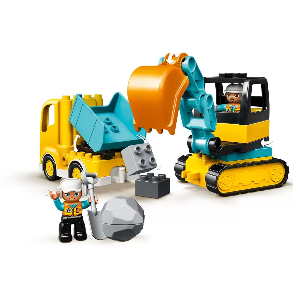 Clearance Duplo Town 10931 Camion E Scavatrice Cingolata, Scavatore Giocattolo, Sviluppo Delle Abilita Motorie, Giochi Per Bambini Mattoncini