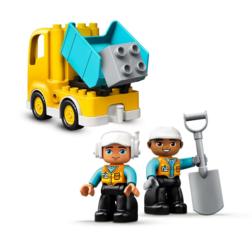 Clearance Duplo Town 10931 Camion E Scavatrice Cingolata, Scavatore Giocattolo, Sviluppo Delle Abilita Motorie, Giochi Per Bambini Mattoncini