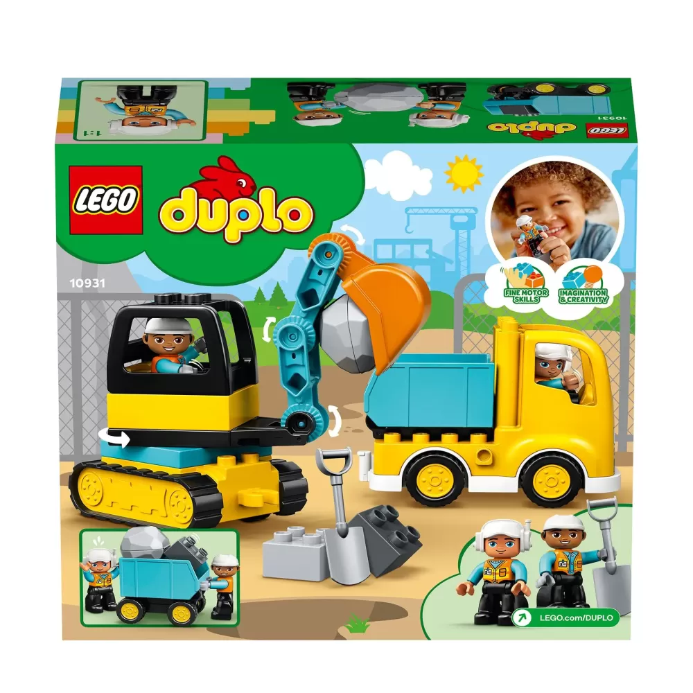 Clearance Duplo Town 10931 Camion E Scavatrice Cingolata, Scavatore Giocattolo, Sviluppo Delle Abilita Motorie, Giochi Per Bambini Mattoncini