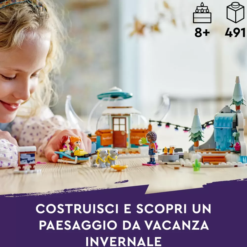 Shop 41760 Vacanza In Igloo Con Tenda Da Campeggio, 2 Cani Da Slitta E Mini Bamboline, Giochi Per Bambine E Bambini Mattoncini