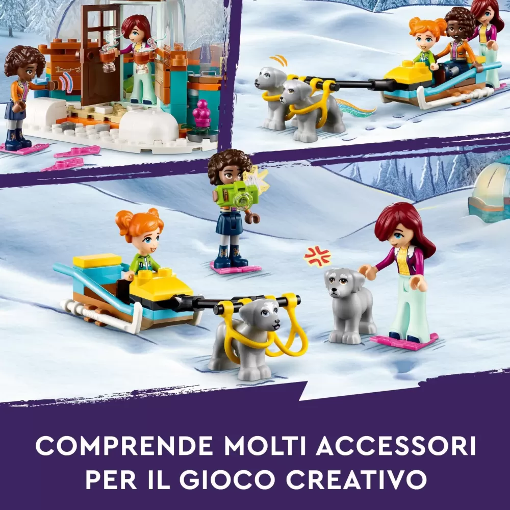 Shop 41760 Vacanza In Igloo Con Tenda Da Campeggio, 2 Cani Da Slitta E Mini Bamboline, Giochi Per Bambine E Bambini Mattoncini
