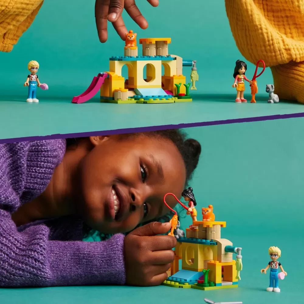 Hot 42612 Avventure Nel Parco Giochi Dei Gatti, Giocattolo Con Animali E Mini Bamboline, Giochi Per Bambini 5+ Anni Mattoncini