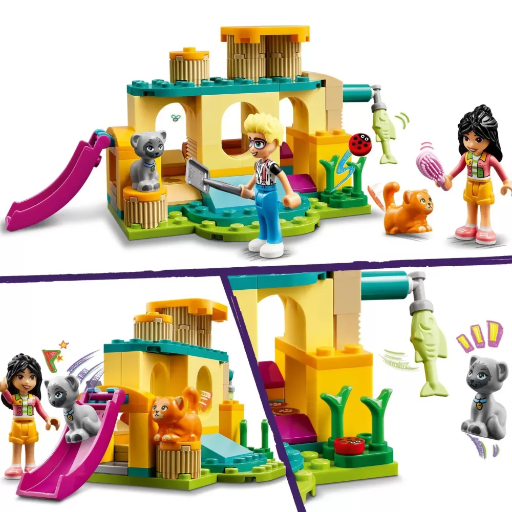 Hot 42612 Avventure Nel Parco Giochi Dei Gatti, Giocattolo Con Animali E Mini Bamboline, Giochi Per Bambini 5+ Anni Mattoncini