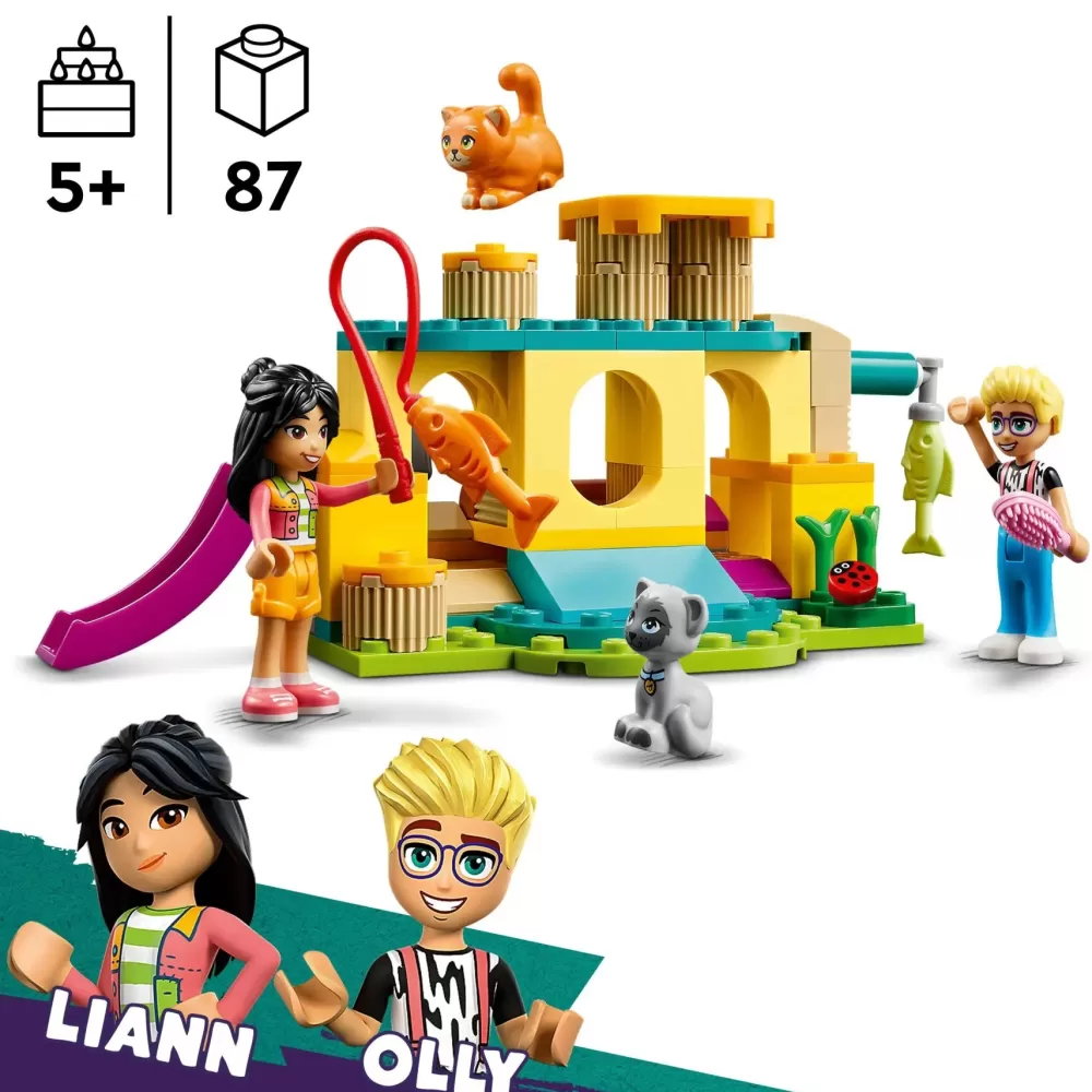Hot 42612 Avventure Nel Parco Giochi Dei Gatti, Giocattolo Con Animali E Mini Bamboline, Giochi Per Bambini 5+ Anni Mattoncini