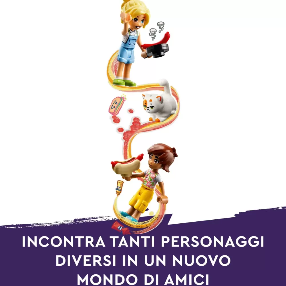 Clearance 42633 Food Truck Hot-Dog, Giochi Per Bambini 4+, Piccolo Camion Giocattolo Con Cucina, 2 Mini Bamboline E Gatto Mattoncini