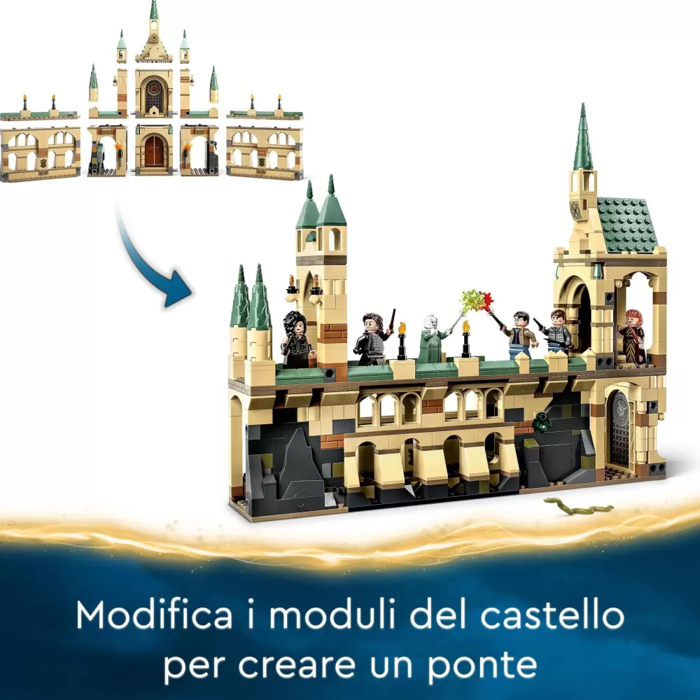 Sale Lego 76415 La Battaglia Di Hogwarts, Castello Giocattolo Con Minifigure Di Bellatrix Lestrange E Voldemort Mattoncini