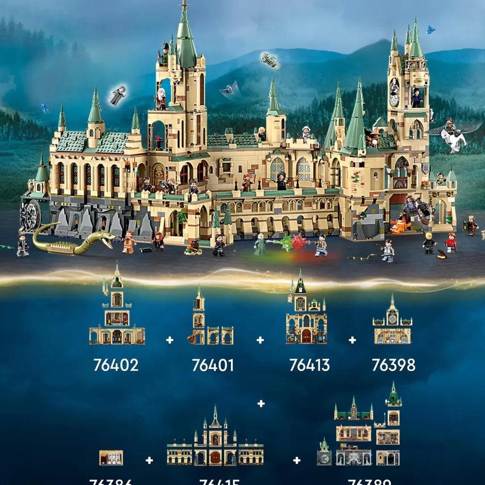 Sale Lego 76415 La Battaglia Di Hogwarts, Castello Giocattolo Con Minifigure Di Bellatrix Lestrange E Voldemort Mattoncini