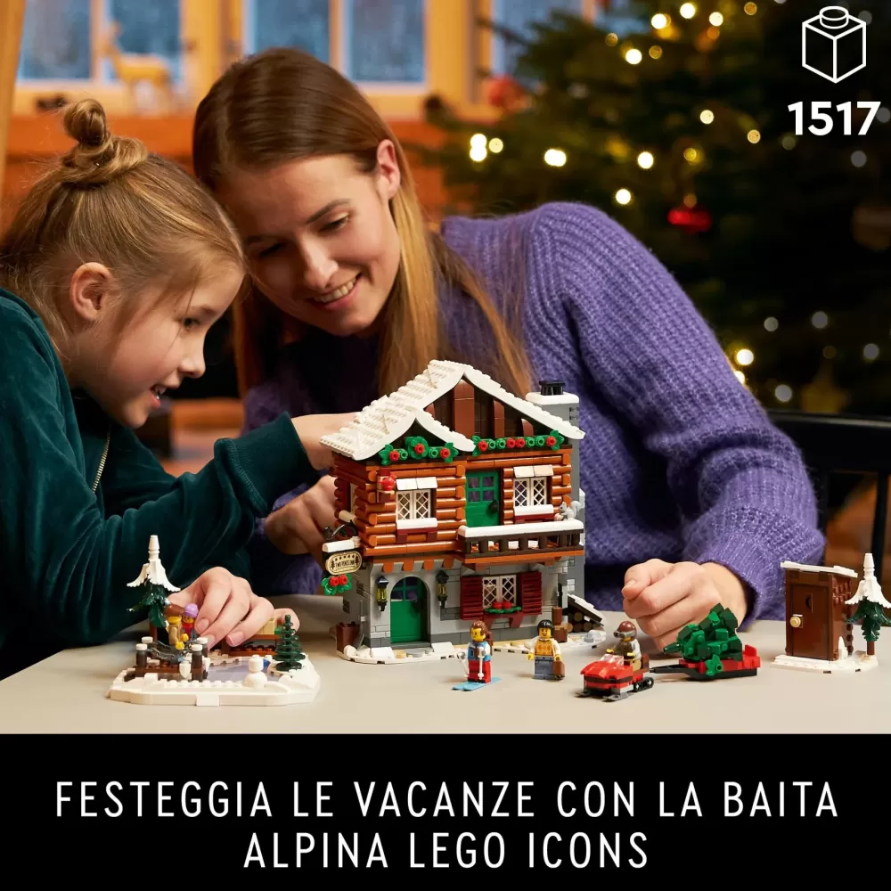 Outlet Icons 10325 Baita Alpina, Modellino Di Casa Con Minifigure, Modellismo Da Costruire Per Adulti, Regalo Per Donna E Uomo Mattoncini