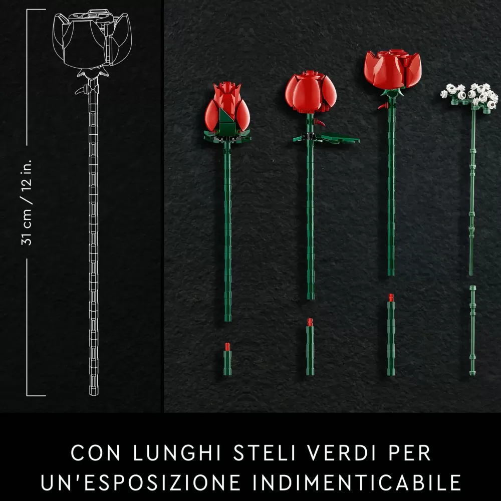 Sale Icons 10328 Bouquet Di Rose, Set Fiori Finti Per Adulti, Decorazione Casa, Idea Regalo Per Lei O Lui, Collezione Botanica Mattoncini