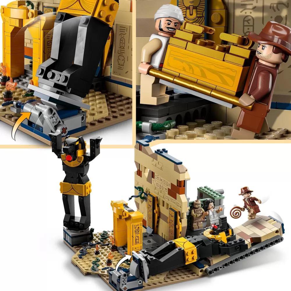 New Indiana Jones 77013 Fuga Dalla Tomba Perduta, Gioco Con Tempio E Minifigure Della Mummia Da I Predatori Dell'Arca Perduta Mattoncini